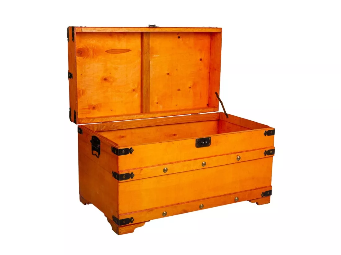 Coffre en bois jaune 66x37x39h