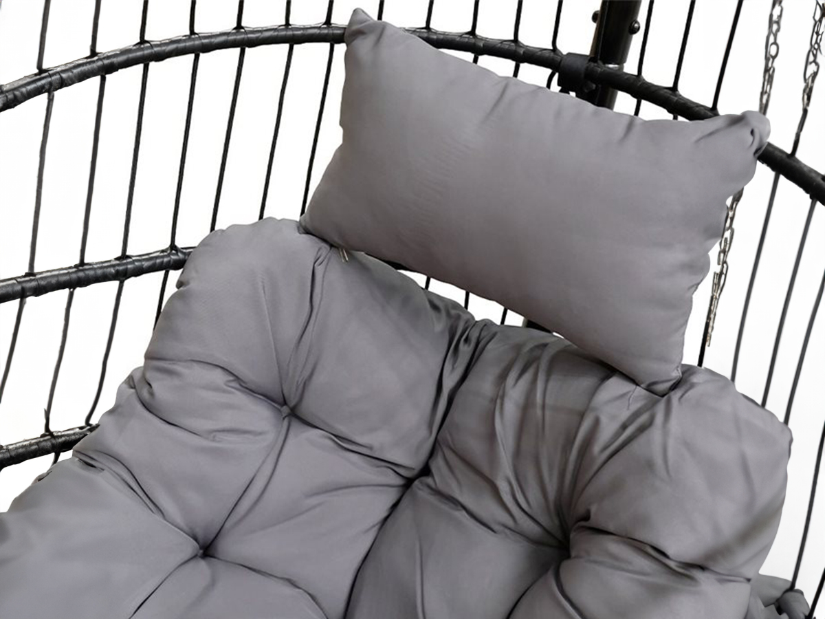 Buitenkado hangstoel met grijze kussens - Black