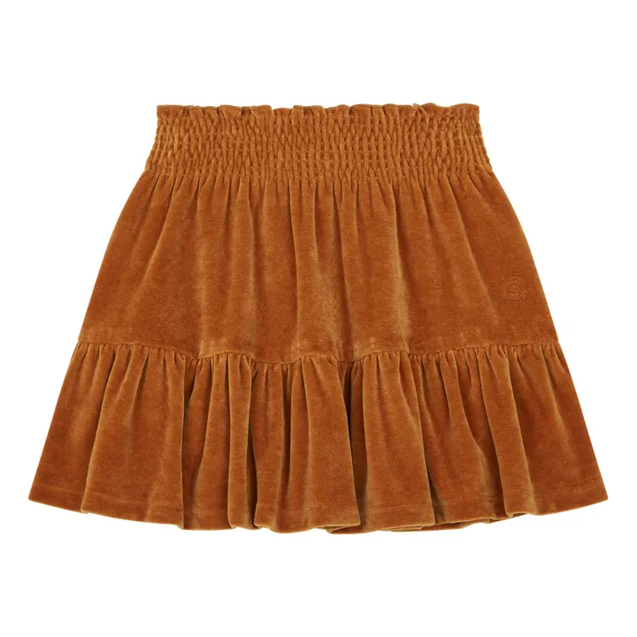 SMALLABLE BASICS Jupe Courte Fille Elastiquée à la Taille en Velours | Noisette