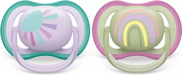 Philips Avent SCF085/59 Ultra Air-sutter 0-6 måneder, 2 stk, regnbuefarvet