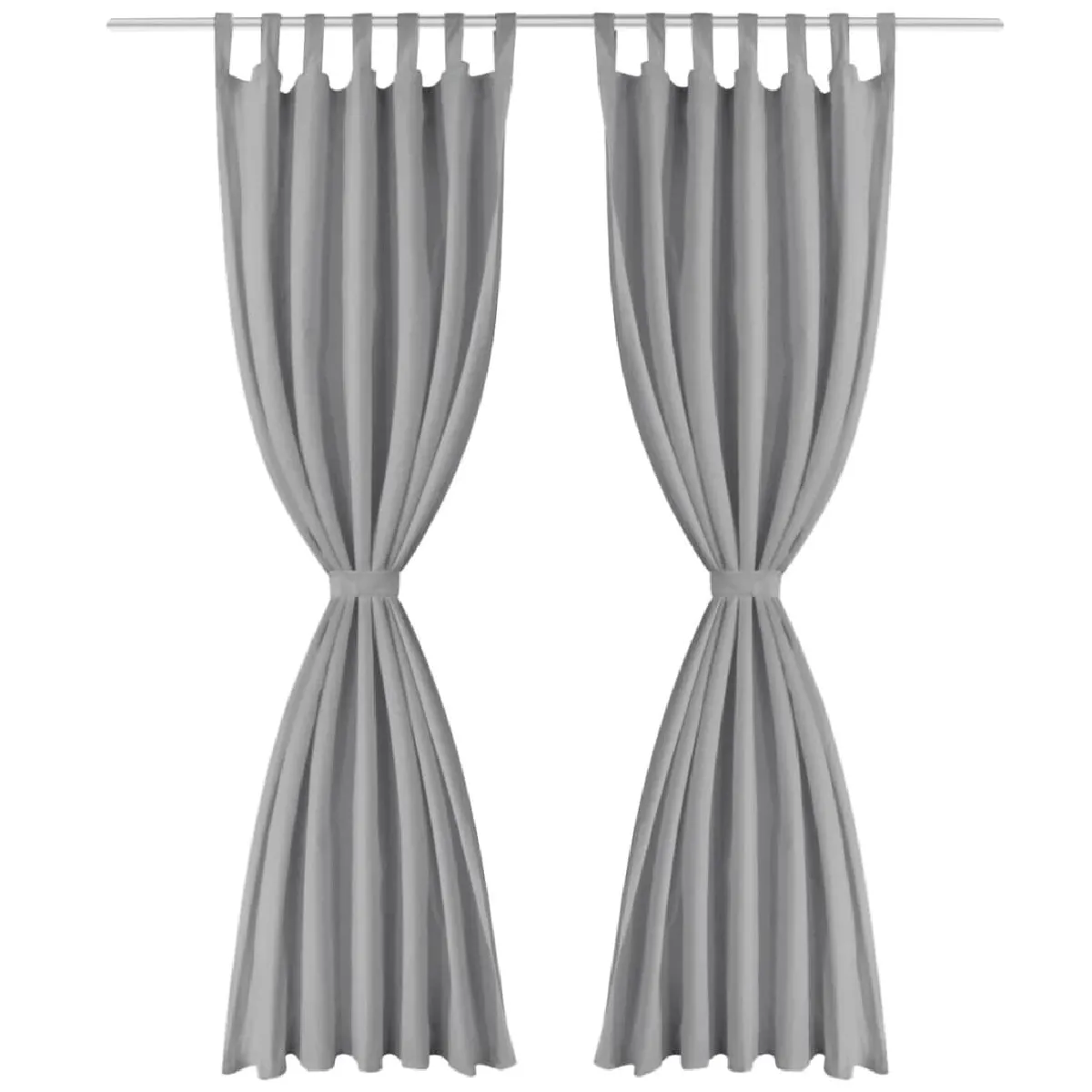 vidaXL Rideau avec boucles 2 pcs - Gris 140 x 175 cm