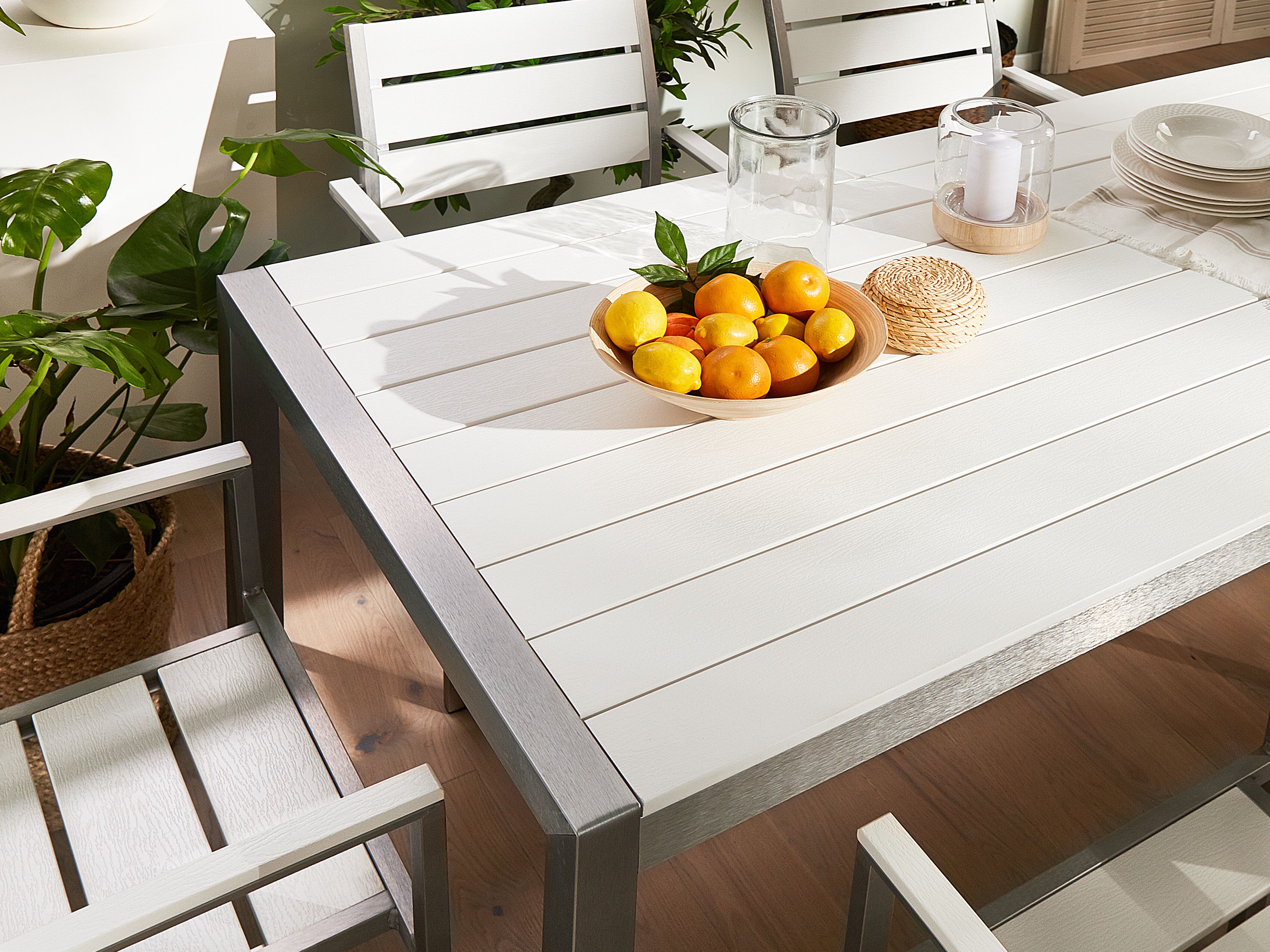 Tuin eettafel VERNIO 180 cm 90 cm Metaal Wit
