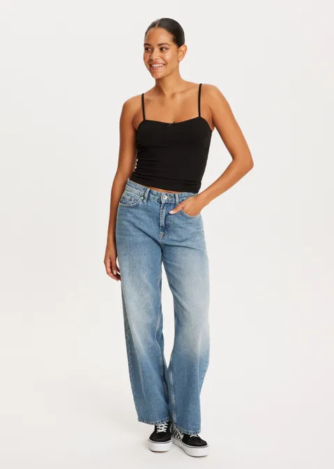 Singlet met strik zwart (ZWART)
