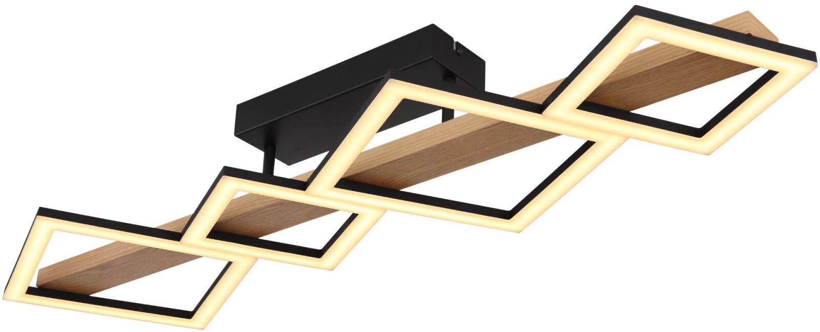 LED-Deckenleuchte - schwarz matt - Holzoptik - 92 cm