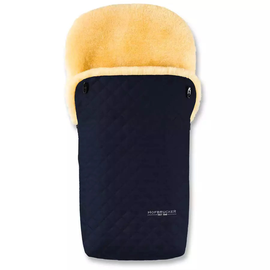Hofbrucker Kinderwagen Lammfell Fußsack Putzi Limited Edition Hergestellt in Deutschland Navy Blue gesteppt