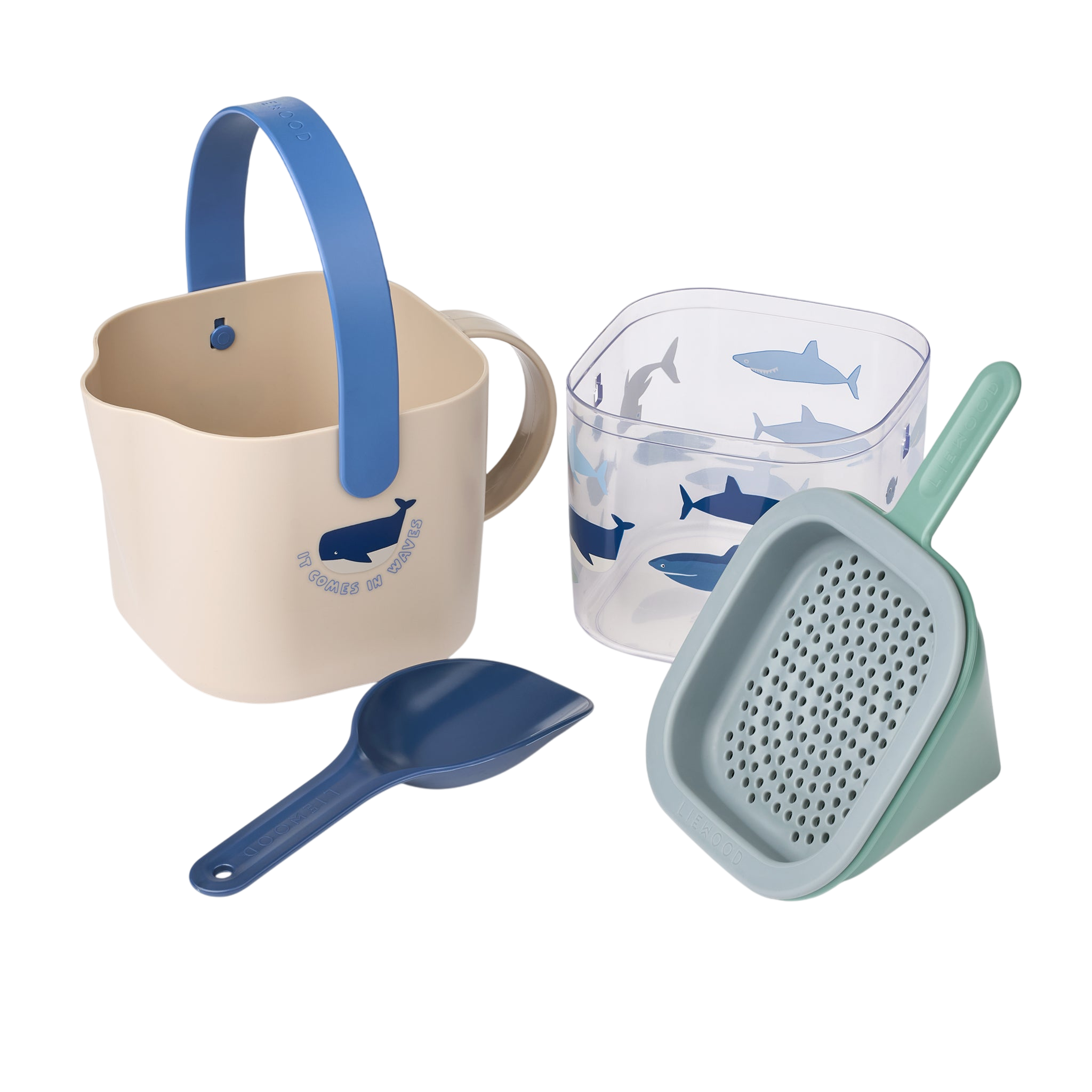 Sandkasten-Set Roald Shark Dove blue