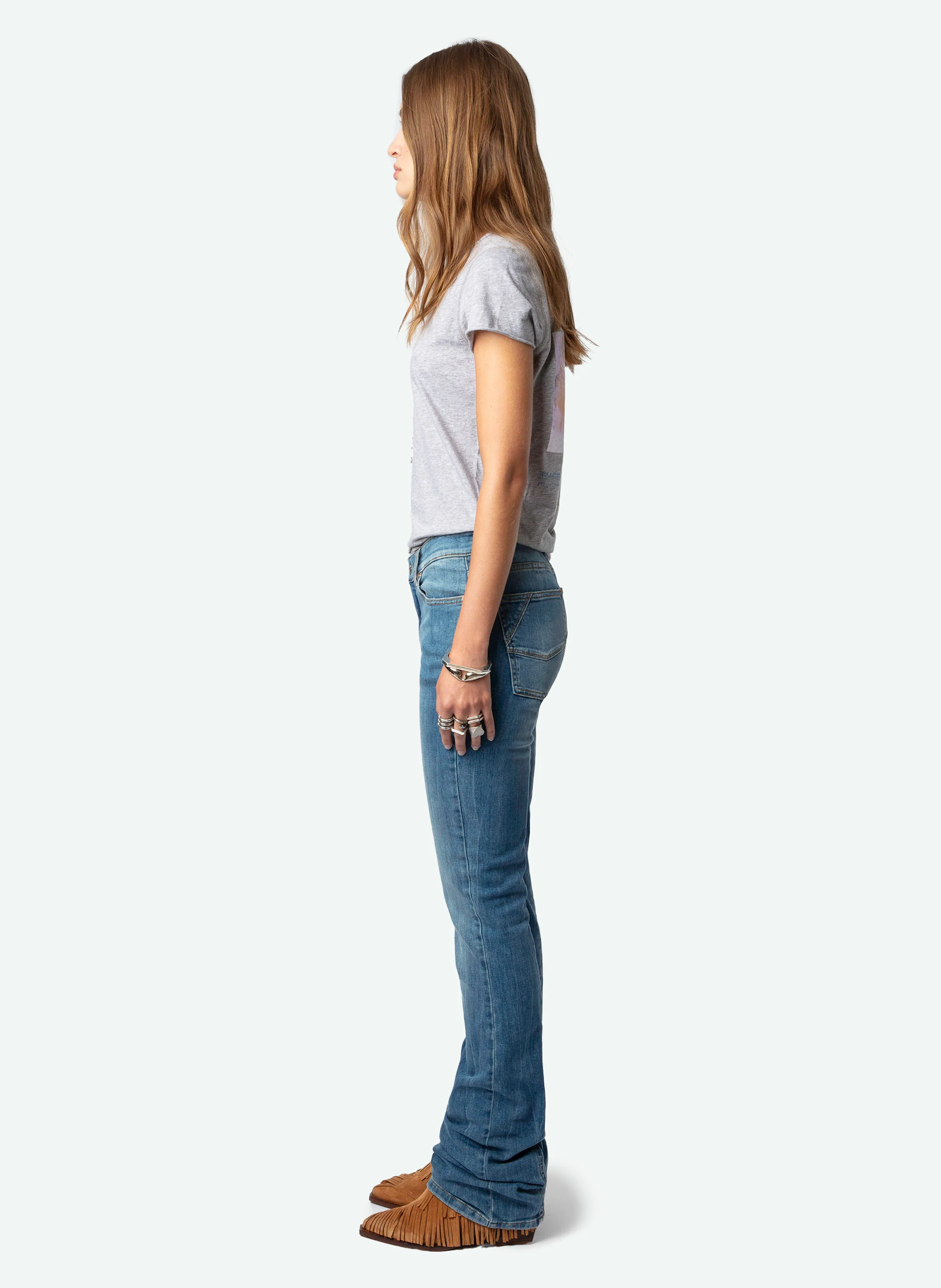 Tee-shirt tunisien imprimé en coton bio | Gris