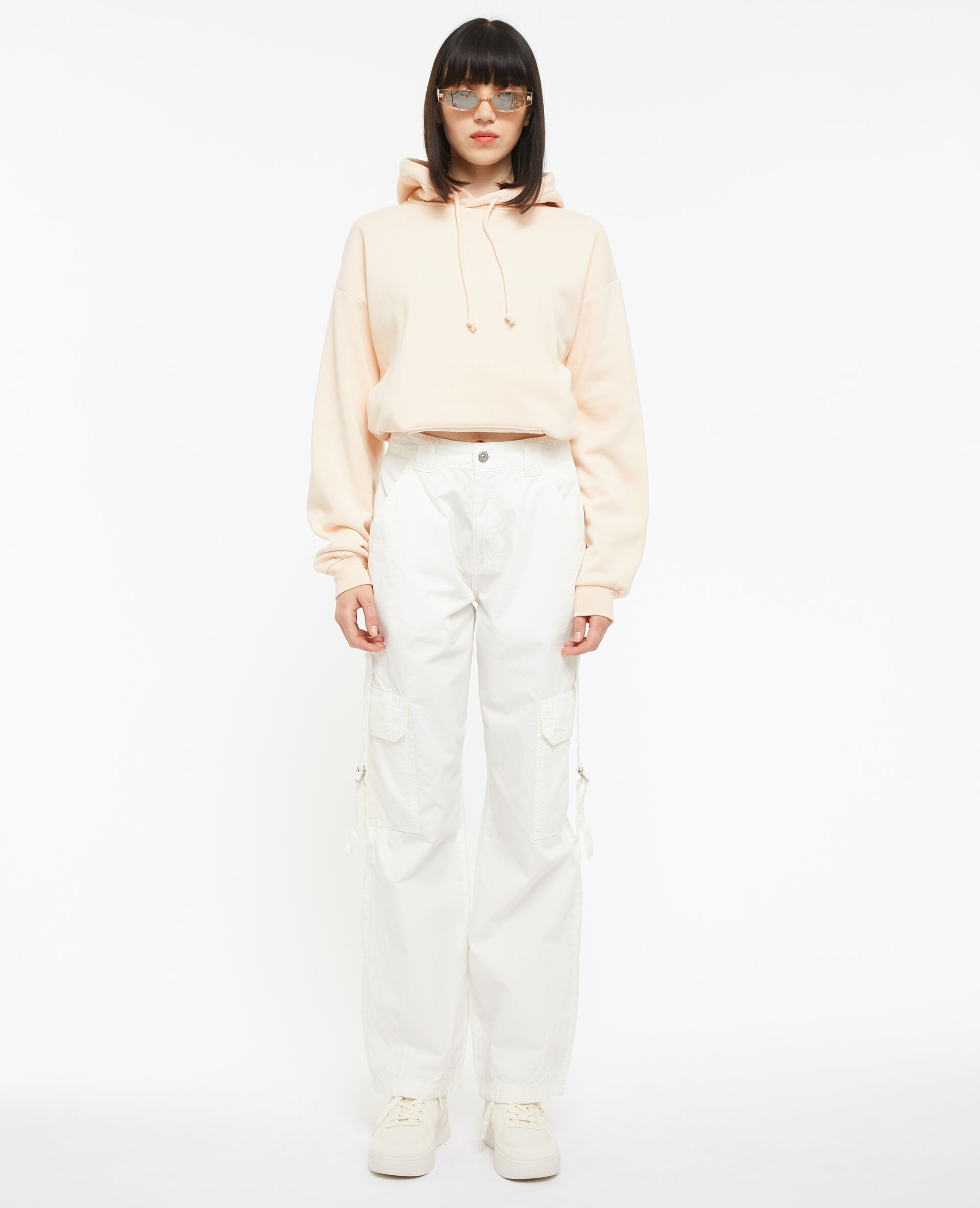Pantalon cargo en toile légère - Blanc