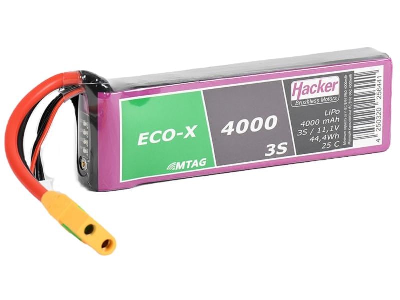 Hacker RC-Akku LiPo 4000 mAh 11.1 V 25C TopFuel ECO-X MTAG 3S LiPo Akku mit XT90-S Secker