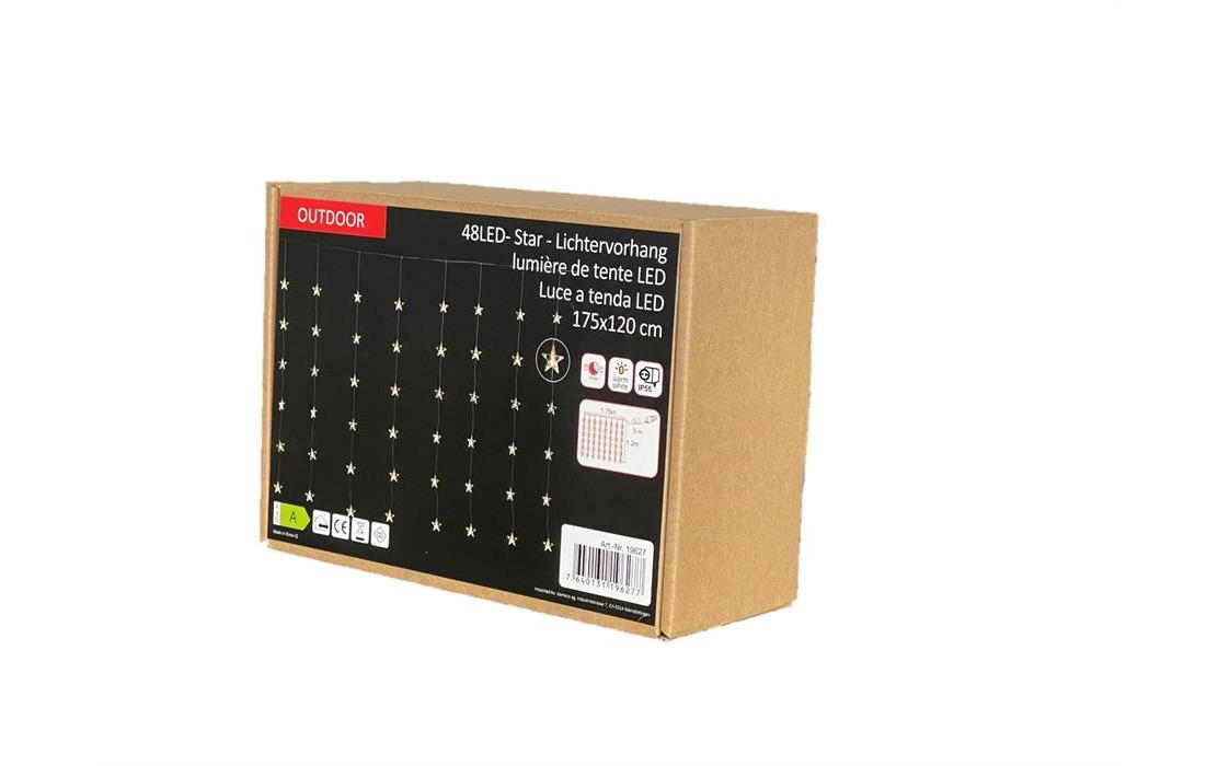 LED-Lichtervorhang mit 8 Strängen, 48 LEDs, 175 x 120 cmLichtervorhang mit Sternen