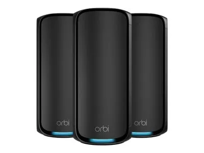 NETGEAR Orbi 970 Series RBE973SB - Wi-Fi-system - (router, 2 extendere) - op til 10.000 sq.ft - mesh 10GbE, 2.5GbE, Wi-Fi 7 Quad-Band