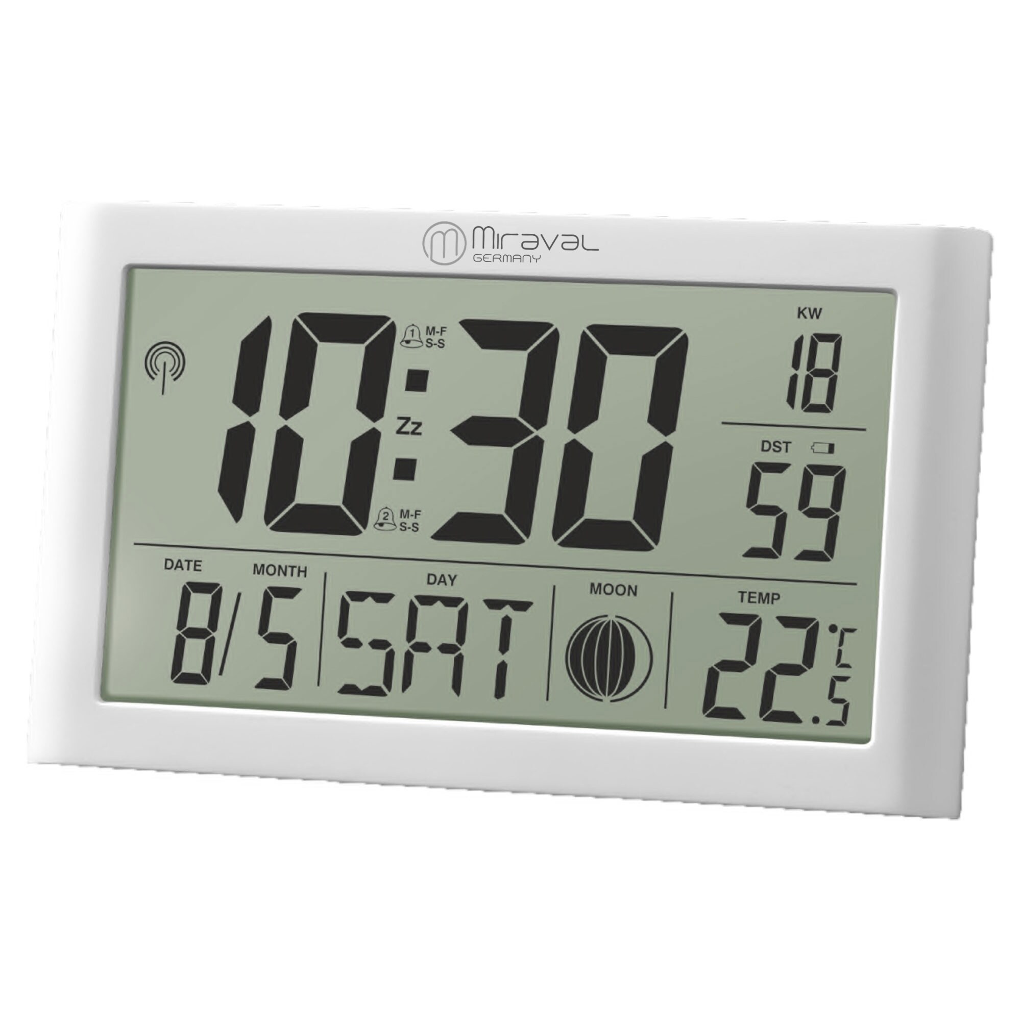 MiravalDigitale LCD Wanduhr Tischfunkuhr mit Datumsanzeige + Temperatur