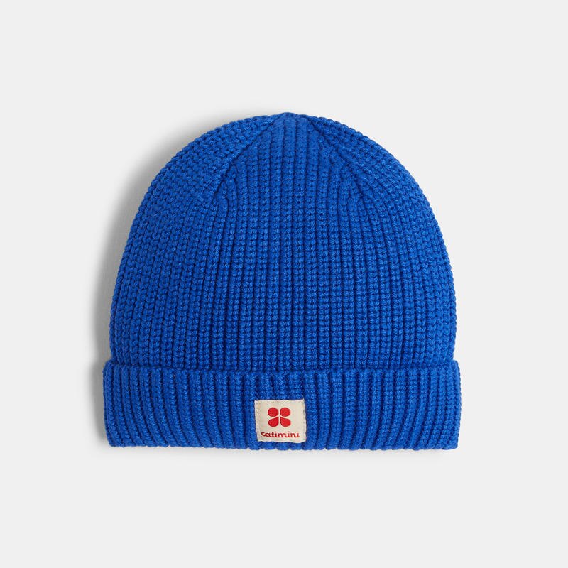 Bonnet bébé en maille tricot bleu azulejos Catimini Bleu