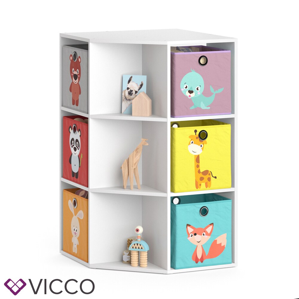 Vicco Kinderregal Eckregal Spielzeugablage Luigi Weiß Sitzbank Kinder-Faltboxen