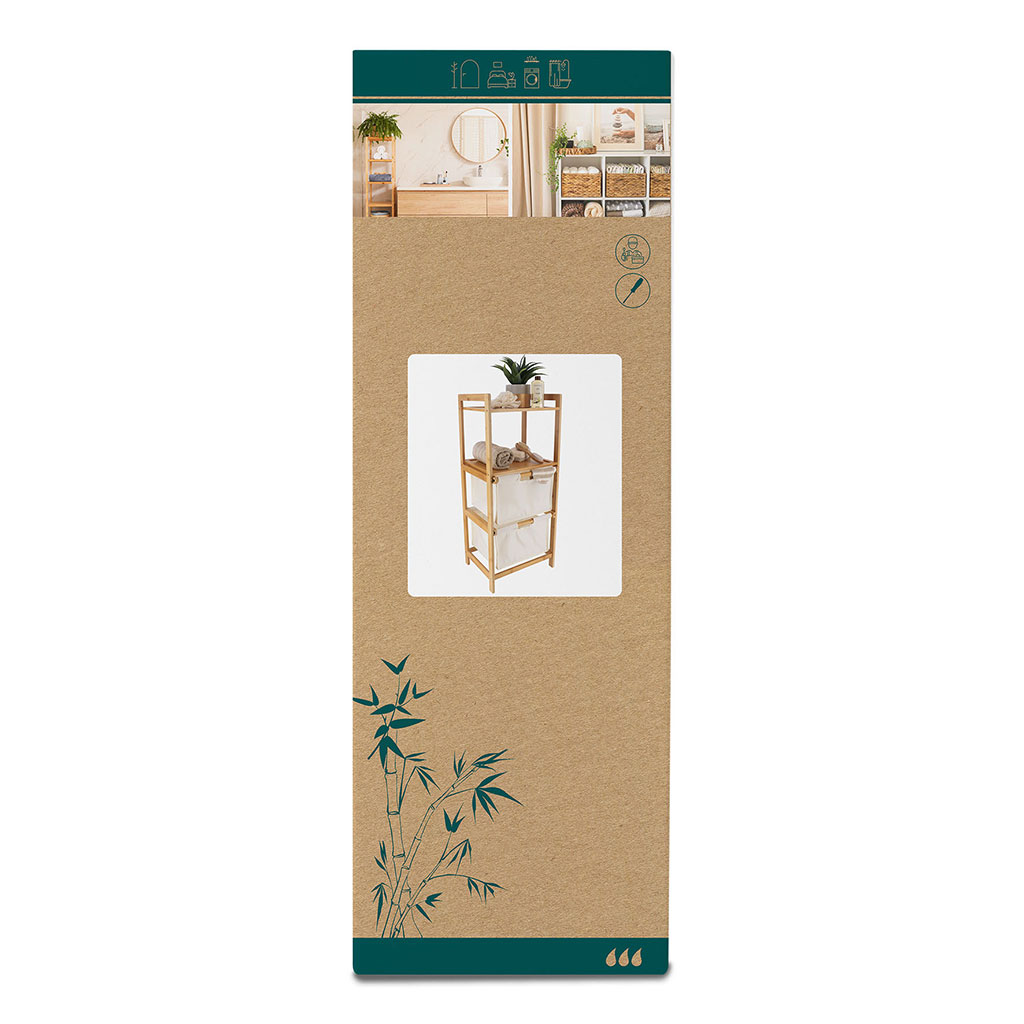 Meuble de salle de bain 2 paniers blanc bambou 38x90x30cm