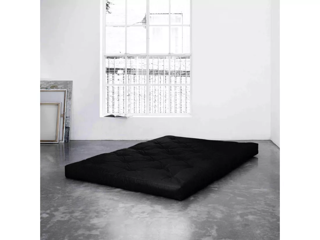 Matelas futon noir 13 cm TRADITIONAL housse Oeko-Tex® 80x200