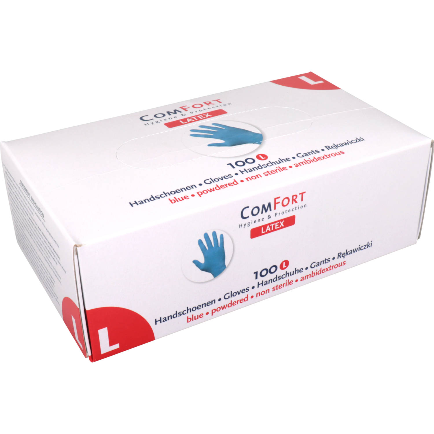 ComFort Handschoen, Latex, gepoederd, L, 6gr, blauw