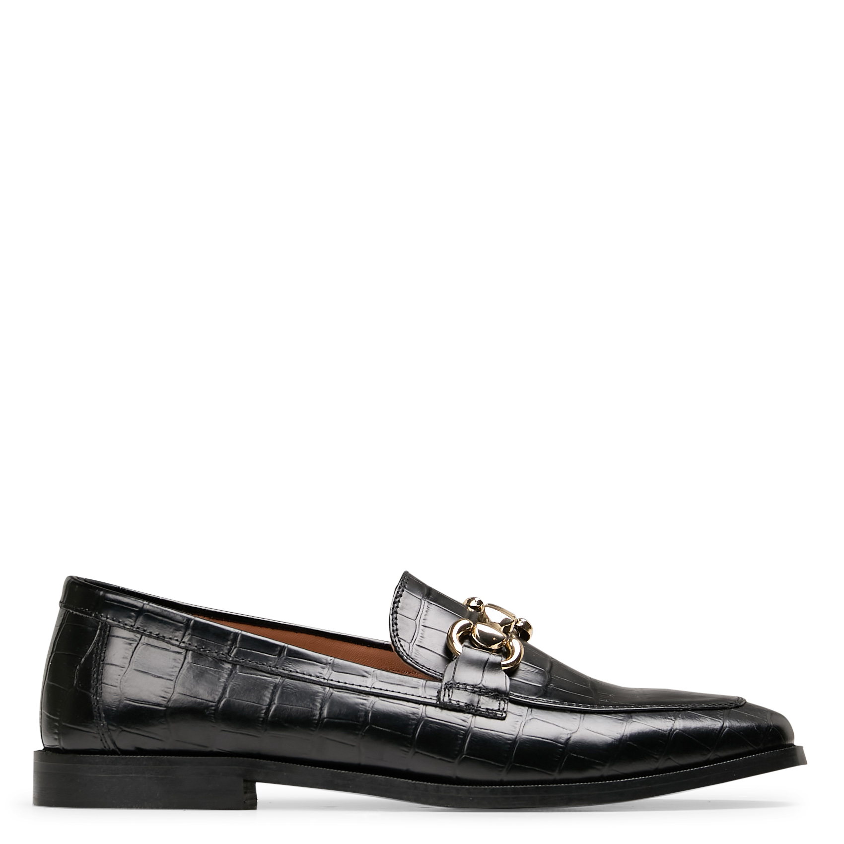 COLETTE - Mocassins en cuir embossé croco | Noir