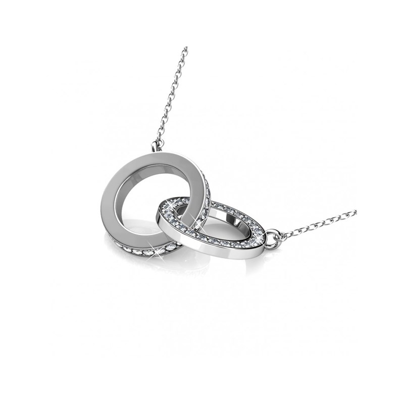 Collier Circle Twin - Argenté et Cristal