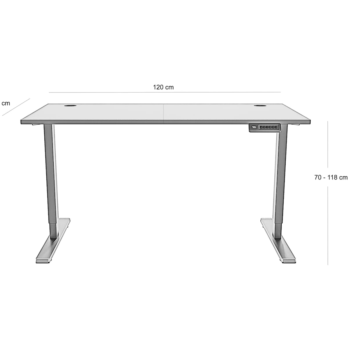 Piranha E-Base 120 høydejusterbart skrivebord (sort)
