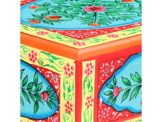 Table console peinte à la main 80x35x75 cm Bois de manguier
