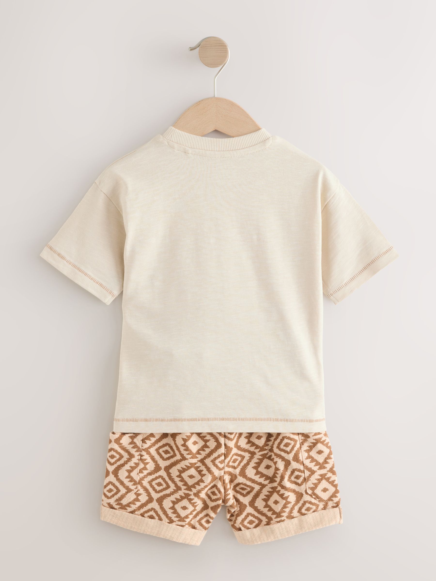 Bruin - Set van 2 T-shirts met korte mouwen en shorts (3 mnd - 7 jr) (3 mnd - 7 jr)