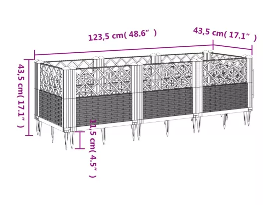 Jardinière bac lit surélevé grise 123 x 5 x 43 cm 02_0038205
