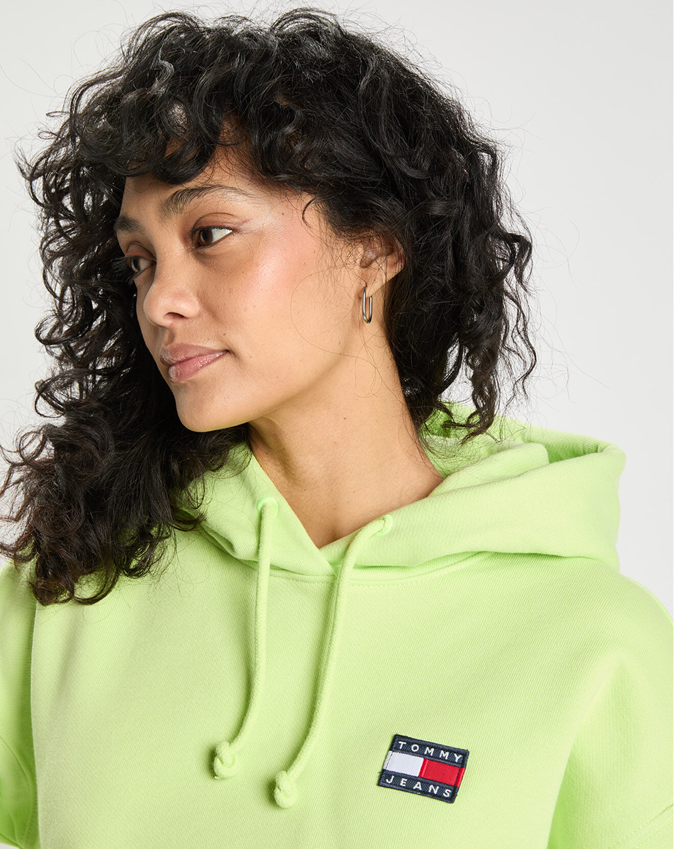 Tommy Jeans Sweat à capuche tommy badge vert fluo