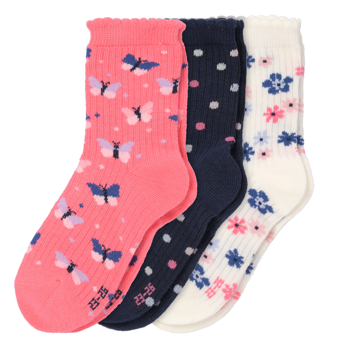 Topolino 3 Paar Mädchen Socken im Set pink / dunkelblau / weiss
