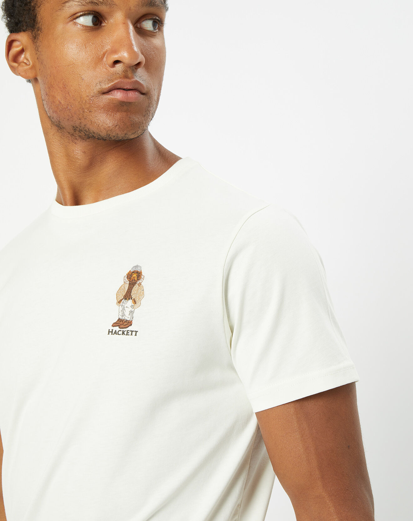Hackett London T-Shirt uni Dog Chrismas écru