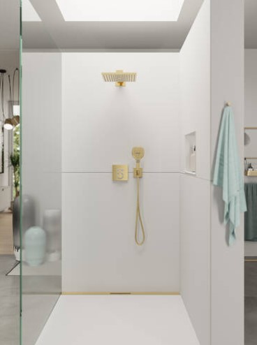 Hansgrohe Raindance E hoofddouche 30cm met wandarm goud gepolijst