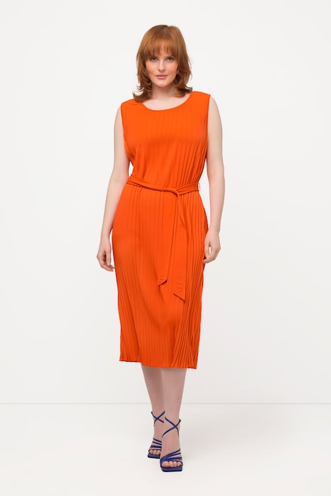 Plissee-Kleid, A-Linie, Rundhals, ärmellos