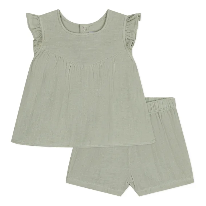 Petit Bateau Ensemble Marfallo Gaze de Coton | Sauge
