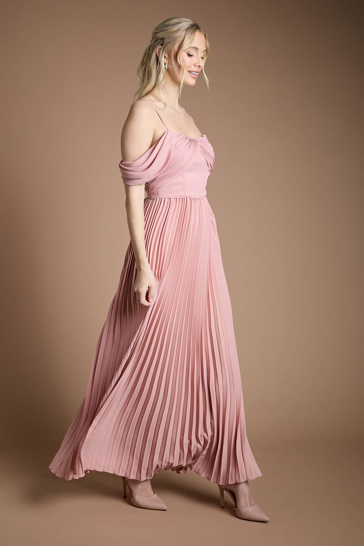 Coast Robe de Demoiselle d'Honneur Maxi Plissée Bardot