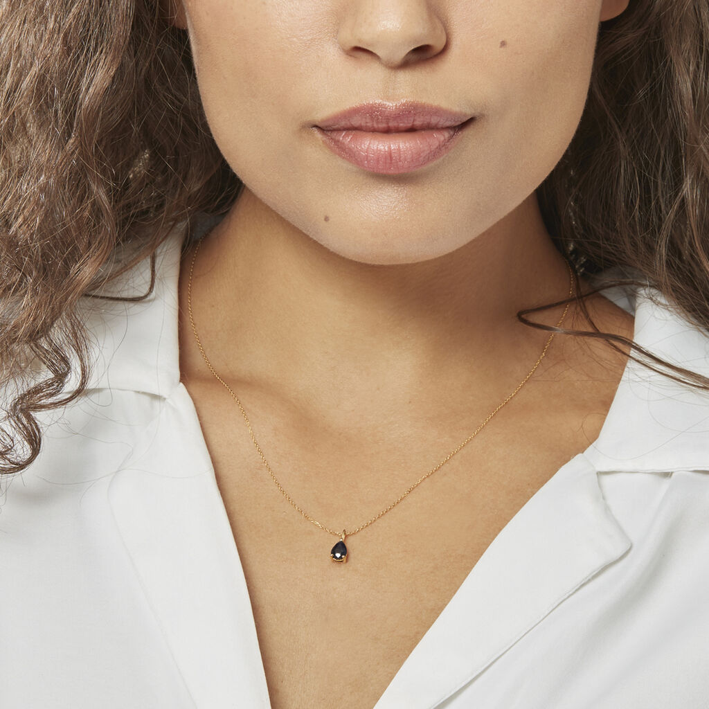 Collier Goutte Or Jaune Saphir
