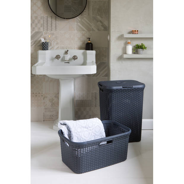 Curver Style Wasmand met Deksel - 40L - Antraciet