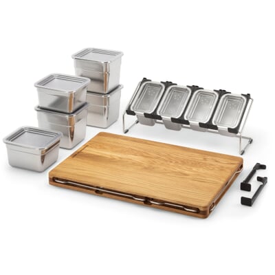 Set Frankfurter Brett Mono mit Edelstahlbehälter-Set, Eiche