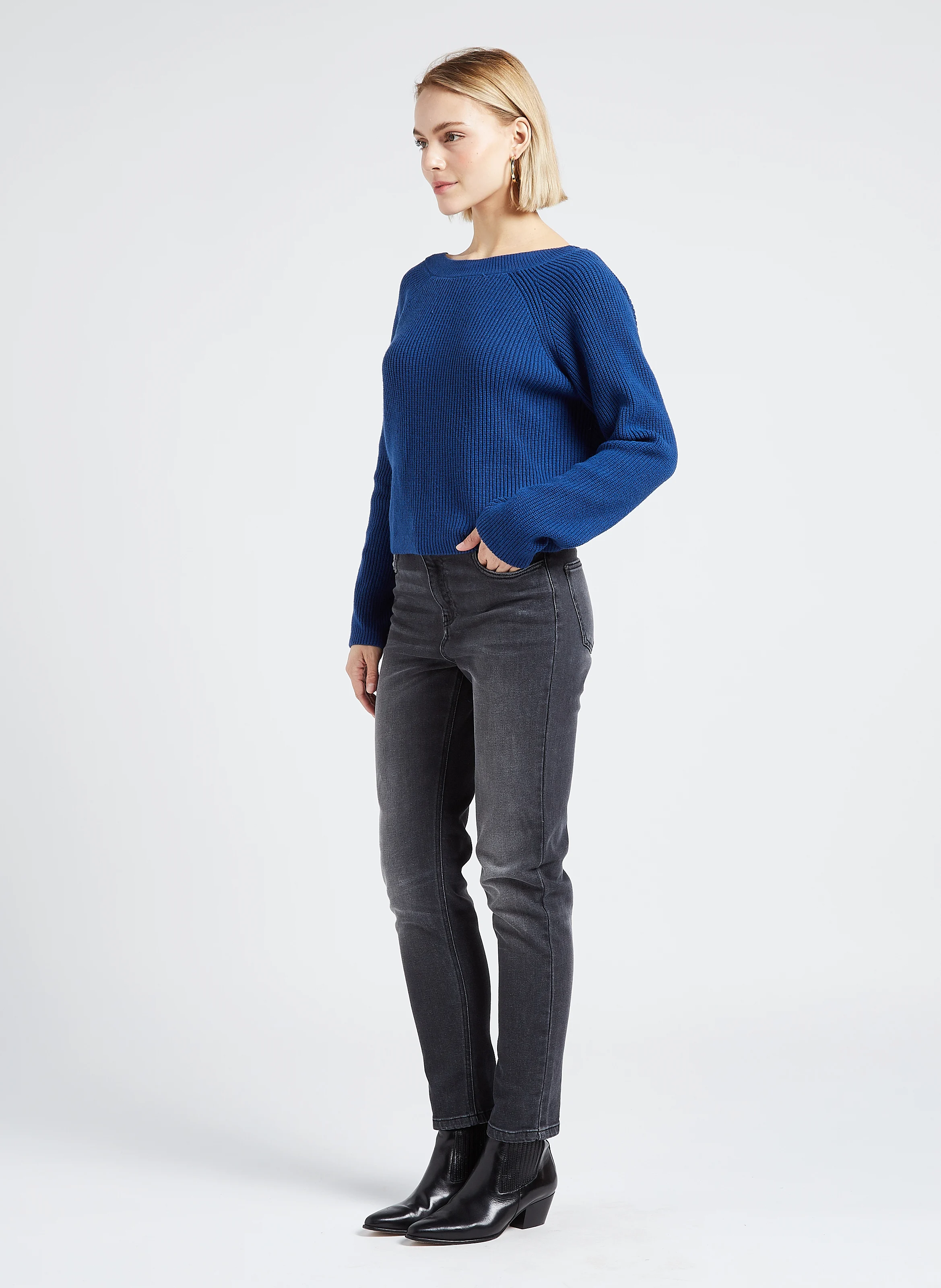 YVON - Pull col V court | Bleu