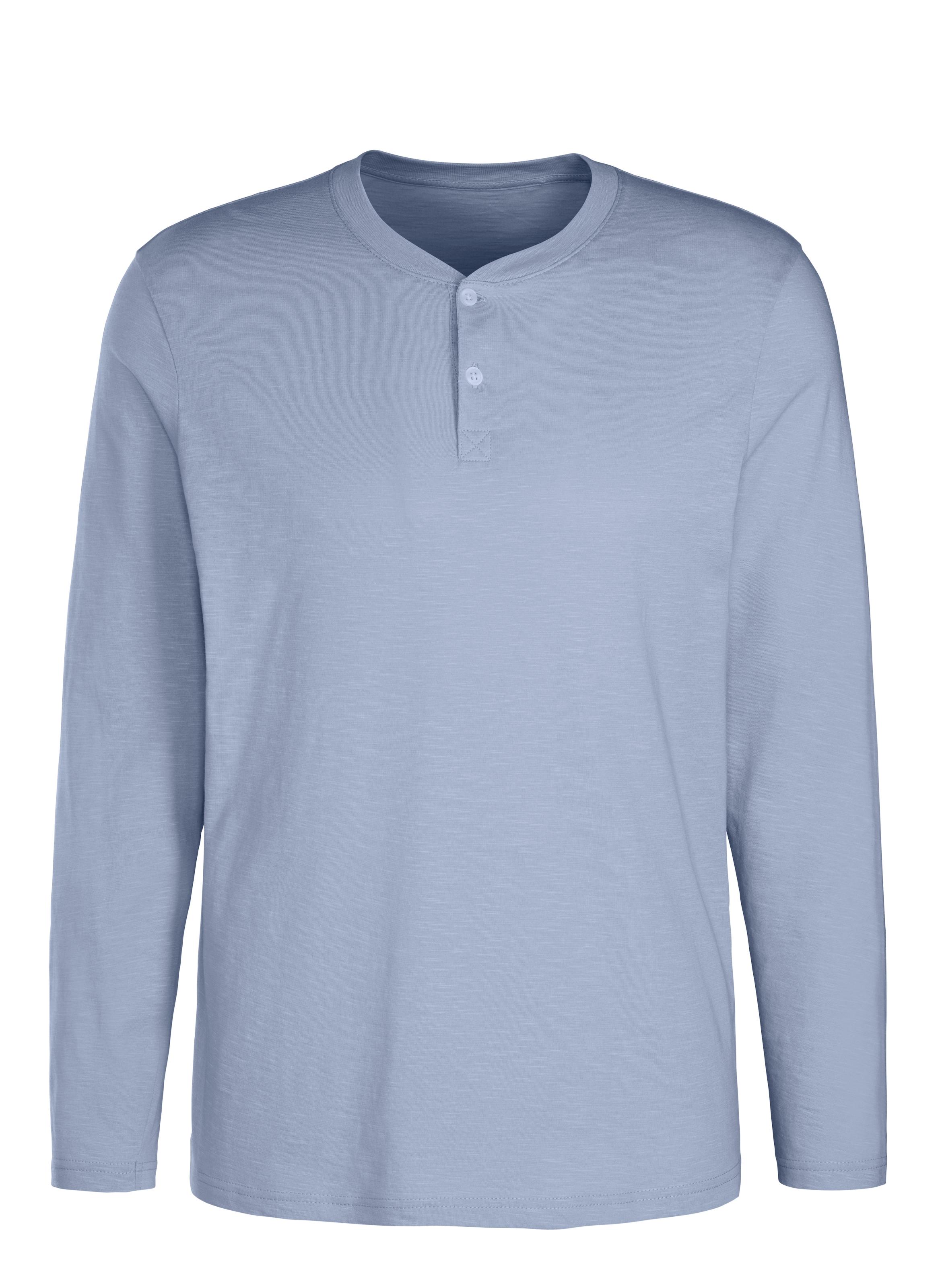 H.I.S Langarmshirt »- Henleyshirt langarm«, 2 Stk. Langarm, Shirt mit Knopfleiste aus strukturierter Baumwoll-Qualität