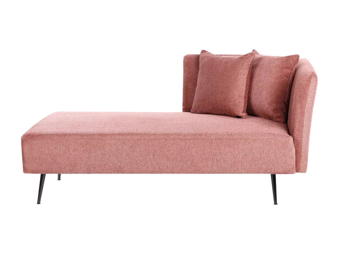 Chaise longue côté droit en tissu rouge RIOM