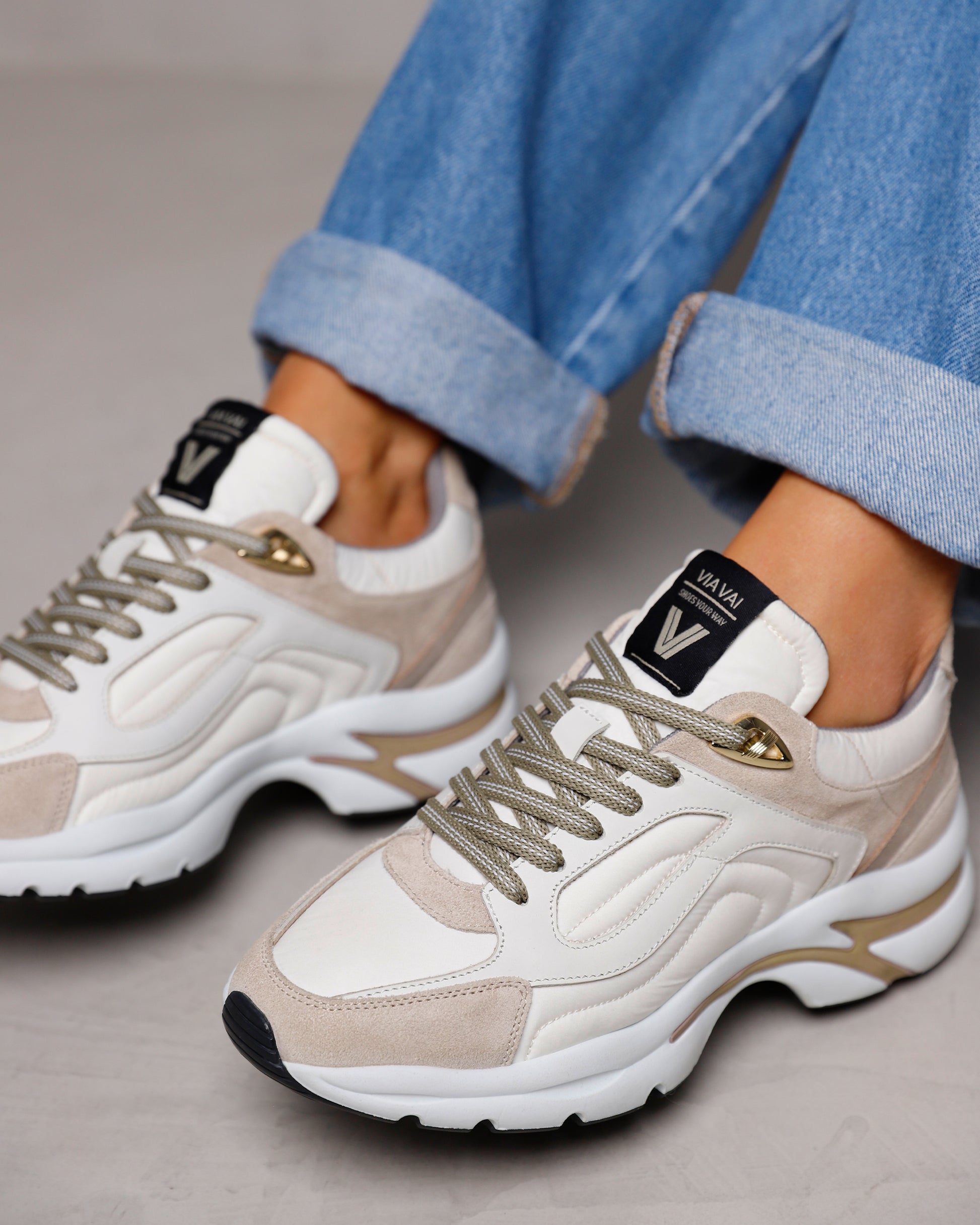 VIA VAI beige dames sneakers Vesper Macey