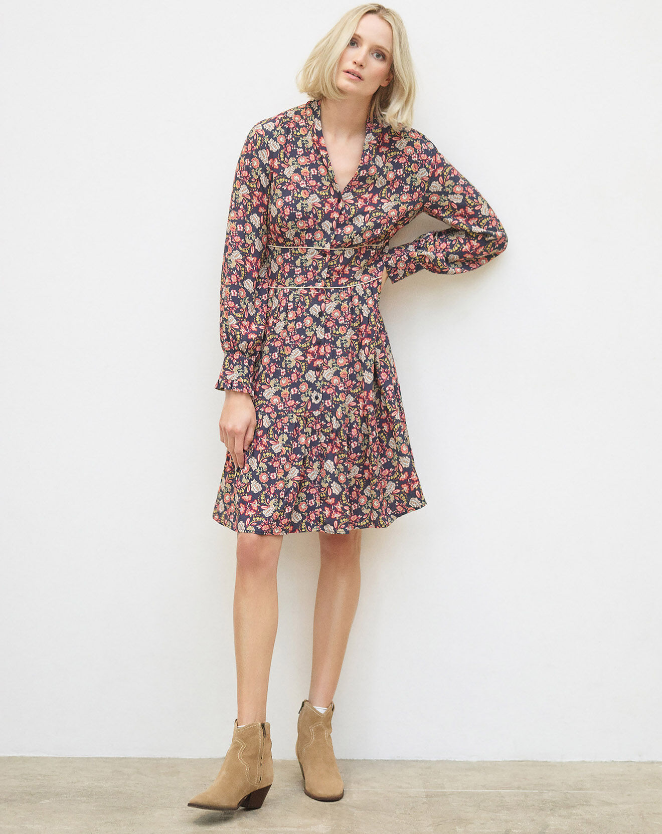 Caroll Robe Livia bleu marine