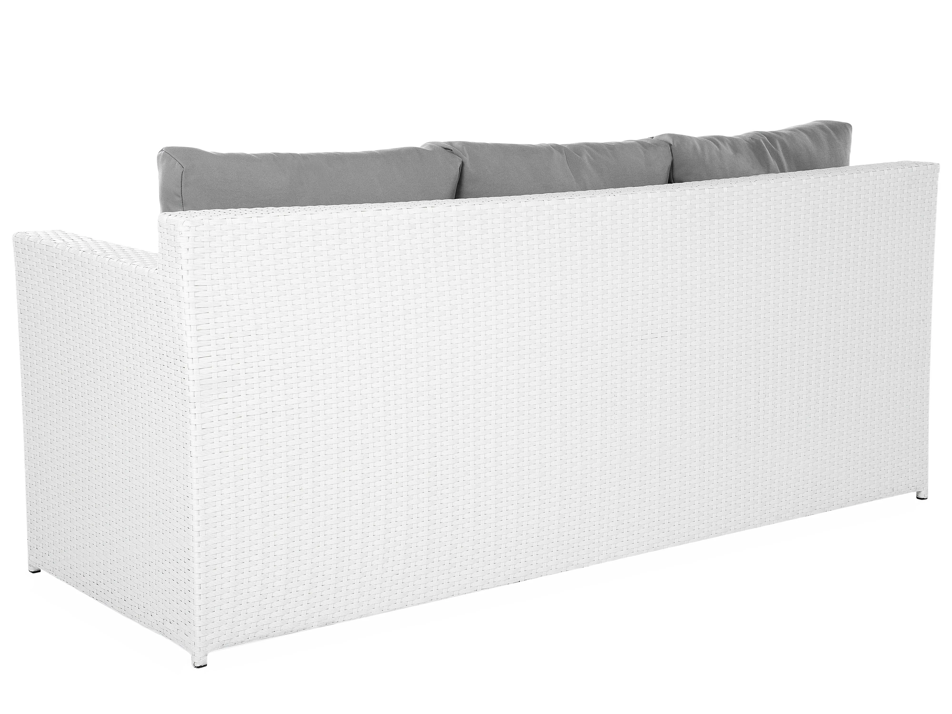 Loungeset met tafel en ottomaan 6-zits ROMA PE rotan Wit