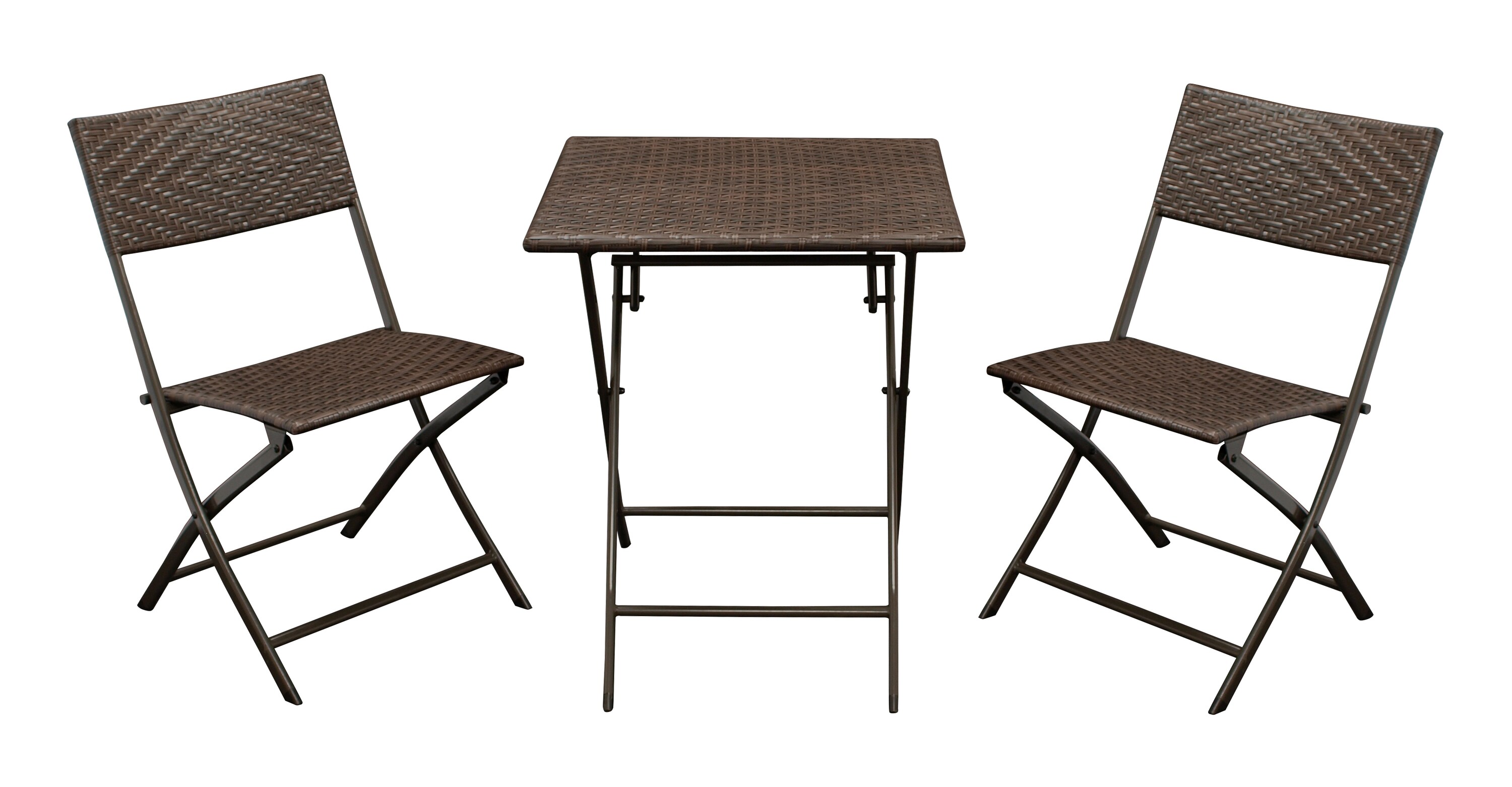 DEGAMO Bistroset ROSSANO 3-teilig klappbar, Metall + Polyrattan braun bicolor