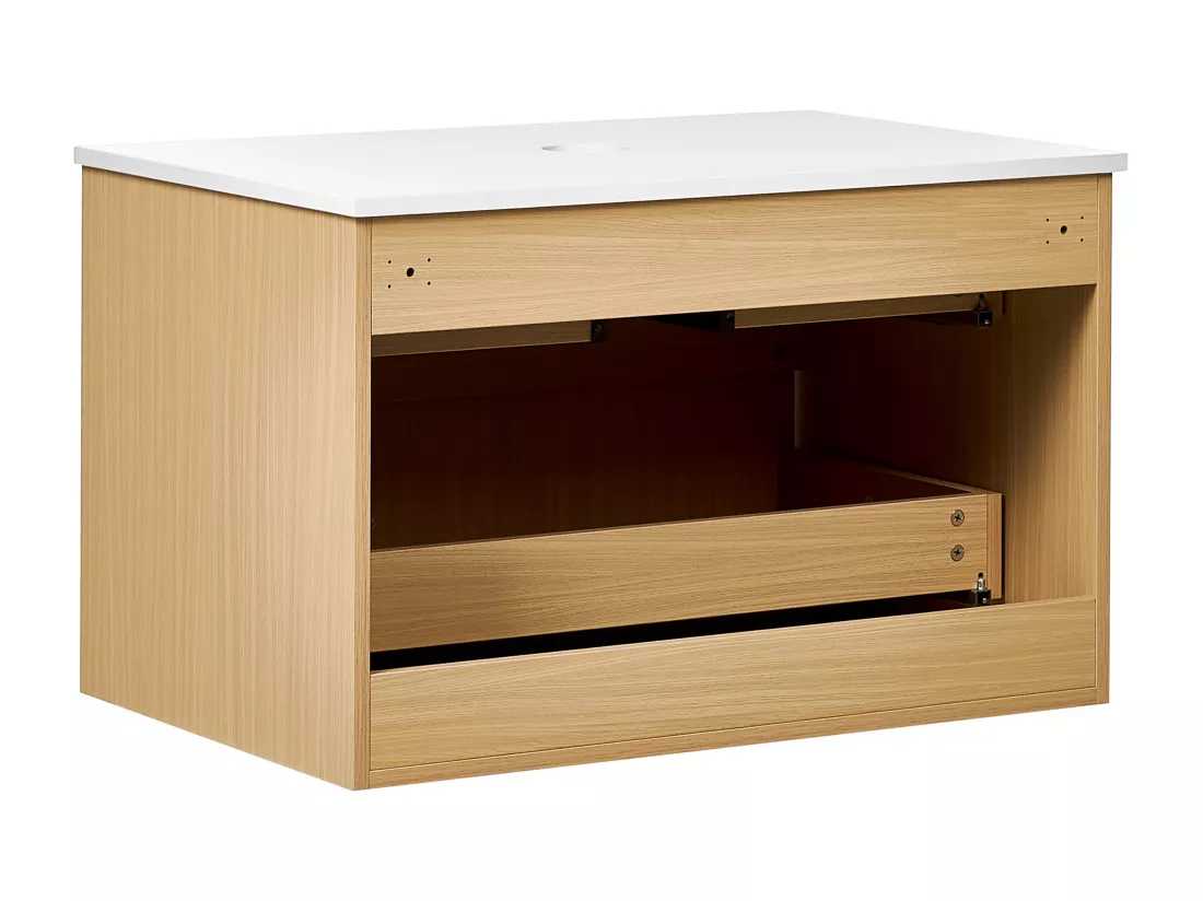 Meuble lavabo mural BEXTI 80 cm 52 cm 50 cm Marron clair