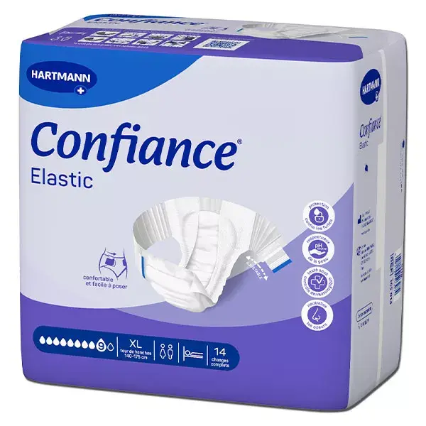 Fraldas Hartmann Confiance Elastic 9 Drops Tamanho XL Pacote com 14 unidades