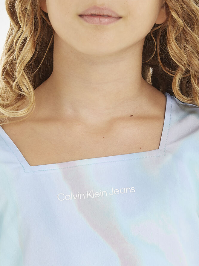 Calvin Klein SERENITY AOP SQUARE SS DRESS 0gy