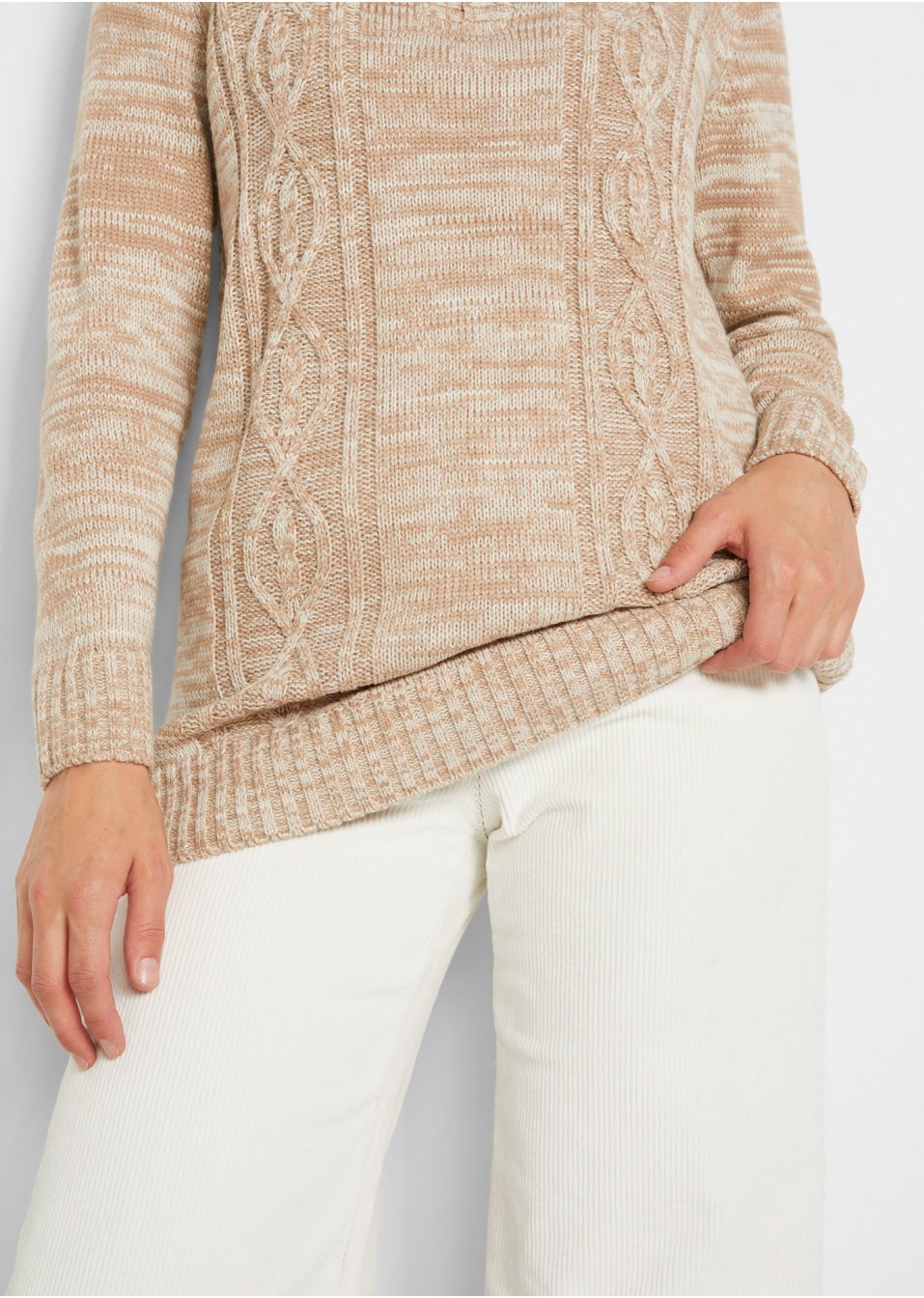 Pull camionneur long avec motif torsadé