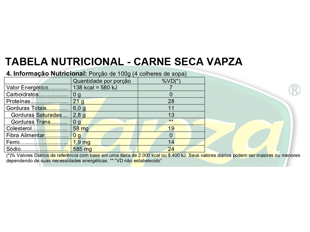 CARNE VAPZA SECA DESFIADA COZIDA AO VAPOR SEM GLÚTEN 400G