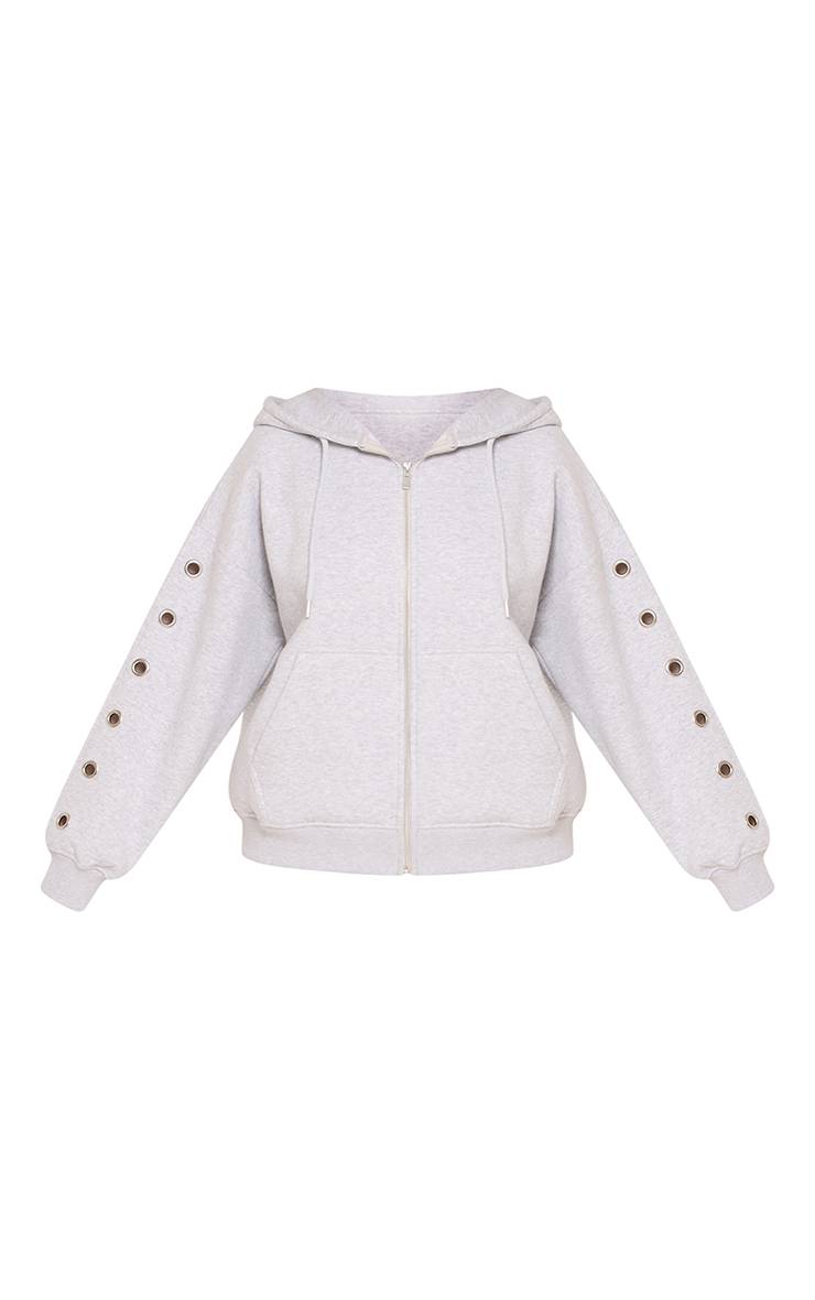 Gris Cendré Sweat À Casynthétiqueche Zippé Petite Avec Détail Œillets Aux Manches